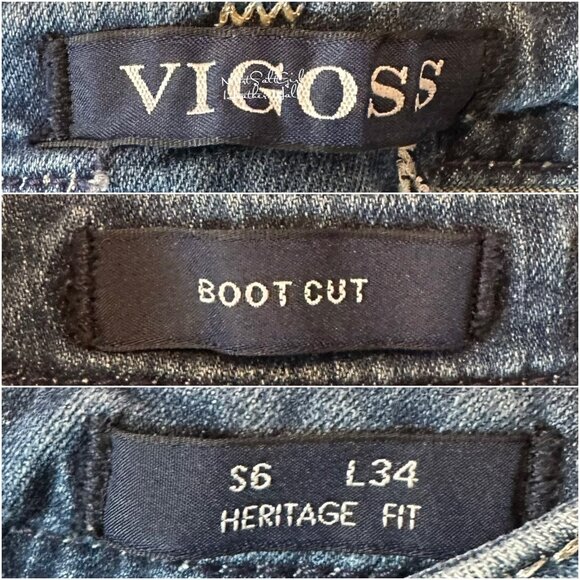 Vigoss Heritage Fit Distressed Sequin Embroidered Bootcut Jeans Size 6 - Picture 8 of 9